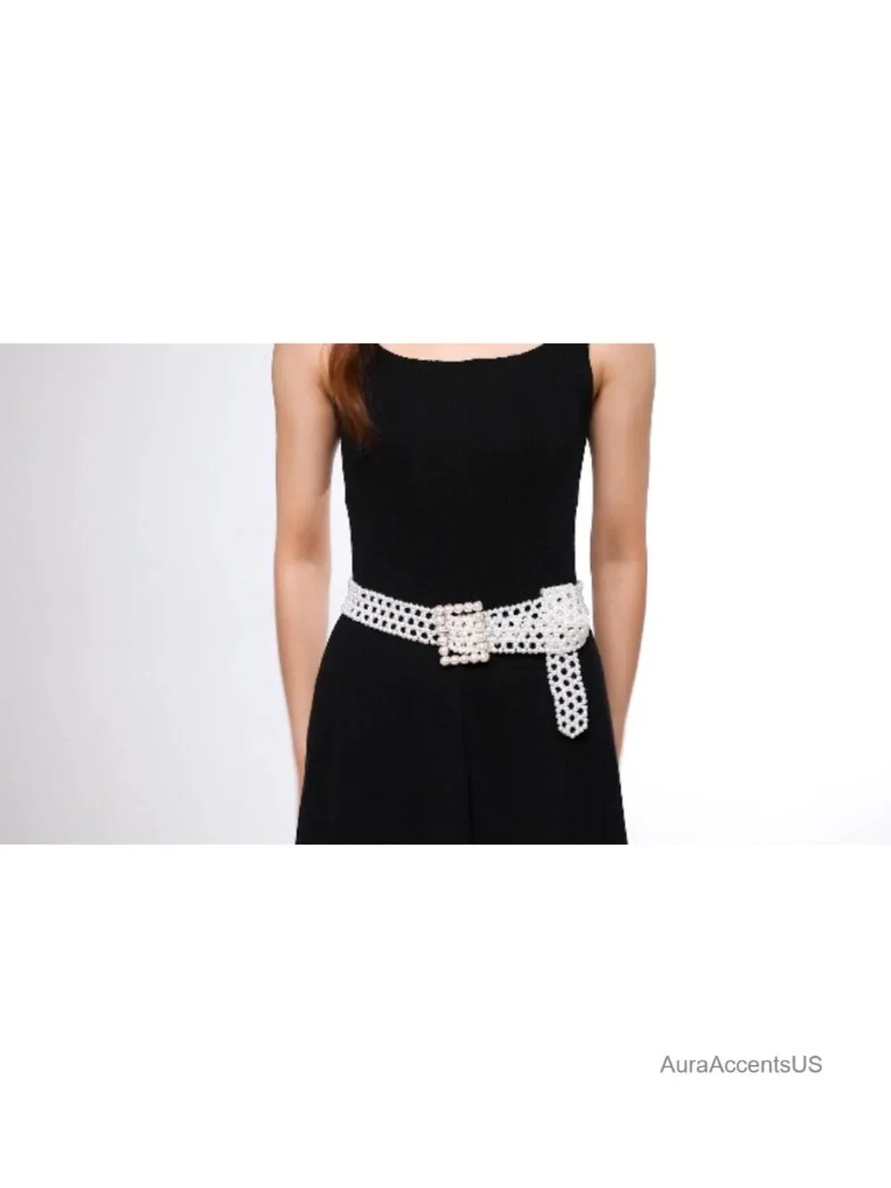 Elastic Waist Chain Pearl Belt Set with Rhinestones for Brides